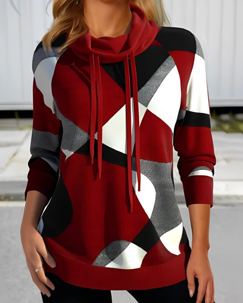 Trendy Color-block Hoodie Red