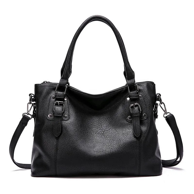 Leather Shoulder Bag Elegant Premium Leather Purse Everyday Black