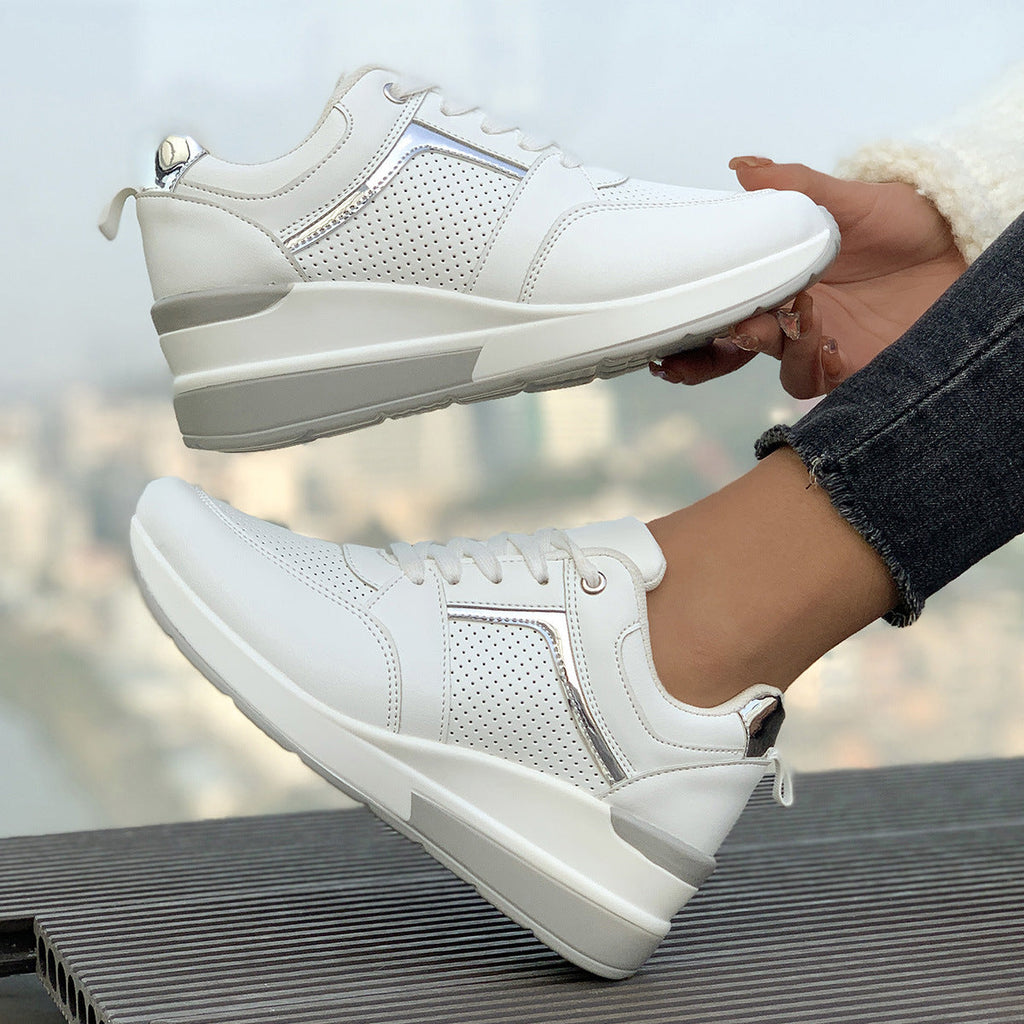 Women's Wedge Platform Sneakers – Sporty Comfort & Elevated Style White
