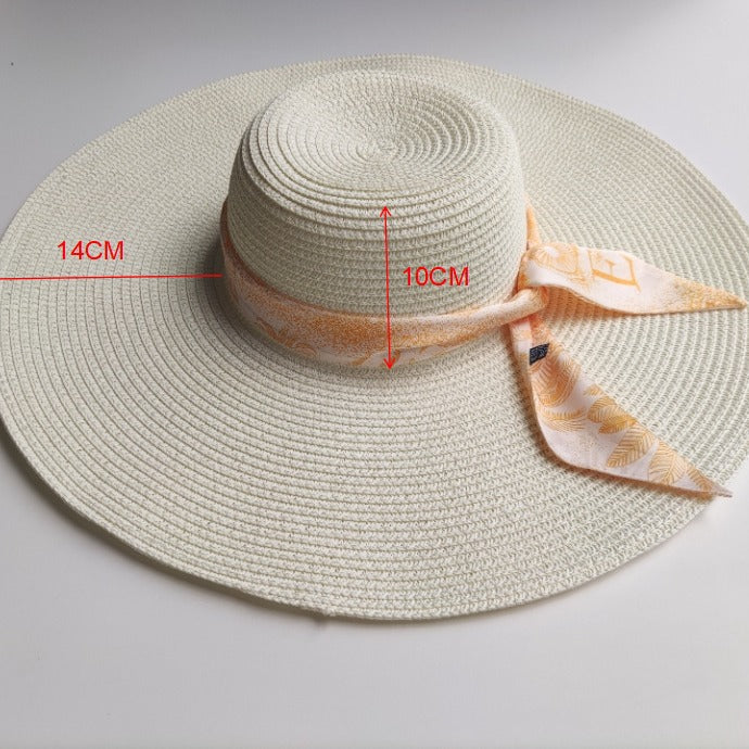 Damen Sonnenfester Strand-Dom Strohhut mit 14CM großem Rand