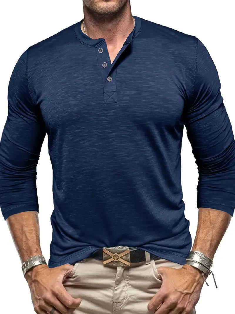 Men's Supreme Fit Henley Shirt Navy Blue