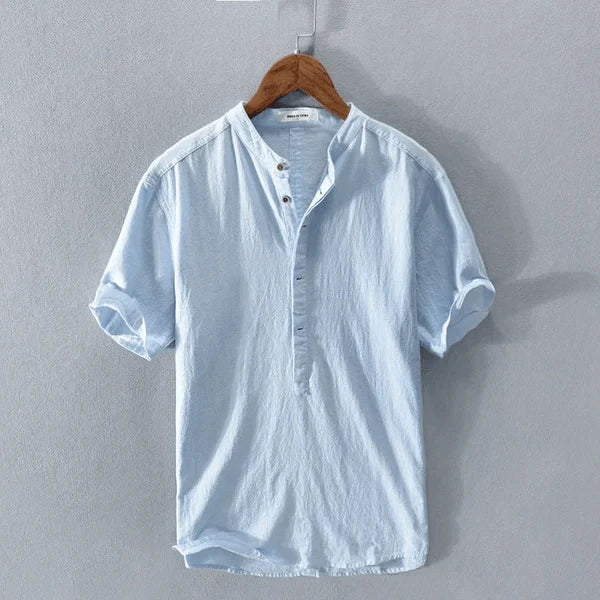 Mens Casual Short Sleeve Henley Shirt For Everyday Wear-MODAUTLET