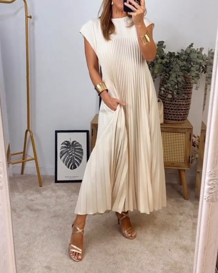 Women's Flowy Pleated Maxi Dress for Cocktail Events