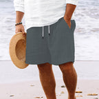 Mens Breathable Striped Drawstring Summer Shorts For Men Gray