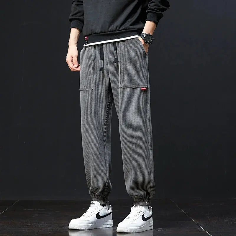 Cozy Canyon Corduroy Sweatpants for Ultimate Comfort Light Gray