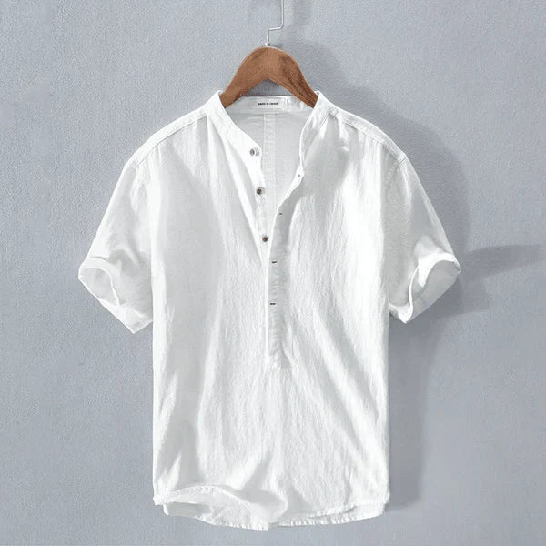 Mens Casual Short Sleeve Henley Shirt For Everyday Wear-MODAUTLET