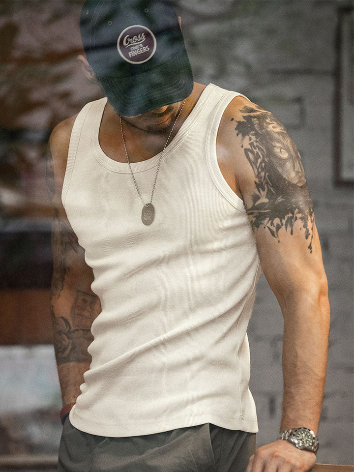 Men's Slim Fit Ribbed Sleeveless Shirt