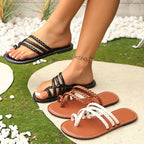 Women's Woven Clip-Toe Roman Sandals for Summer