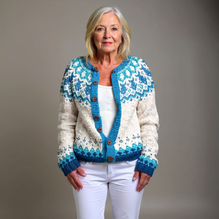 Vintage Fair Isle-strikket cardigan for kvinner