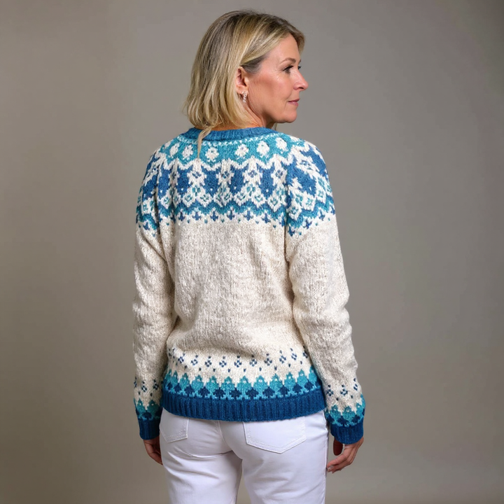 Vintage Fair Isle-strikket cardigan for kvinner