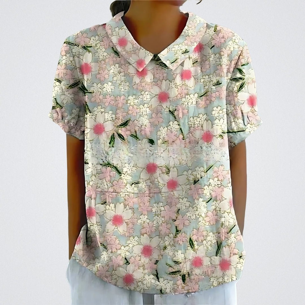 Women's Pastel Garden Blouse Dark Pink