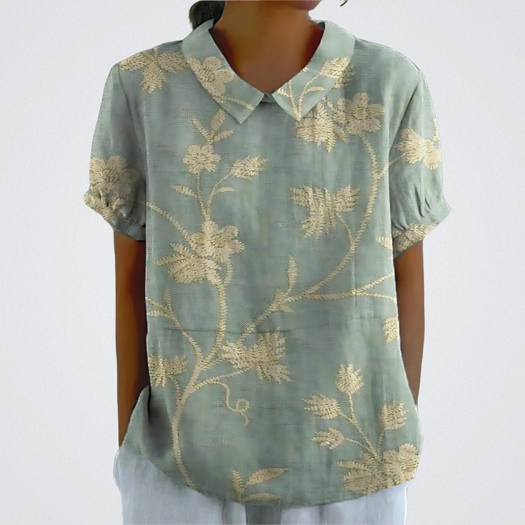 Women's Pastel Garden Blouse Green Yellow
