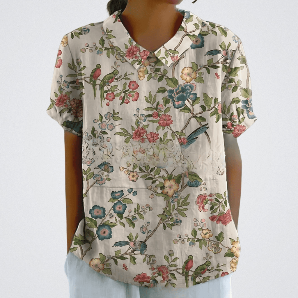 Women's Pastel Garden Blouse Gray