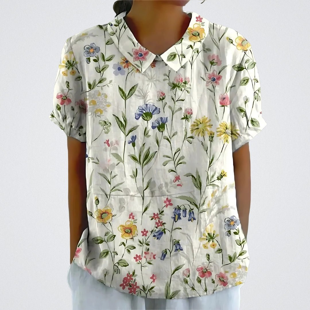 Women's Pastel Garden Blouse White