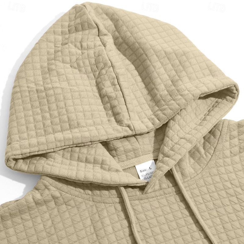 Men's Textured Hooded Pullover Sweatshirt
