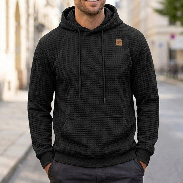 Men's Textured Hooded Pullover Sweatshirt