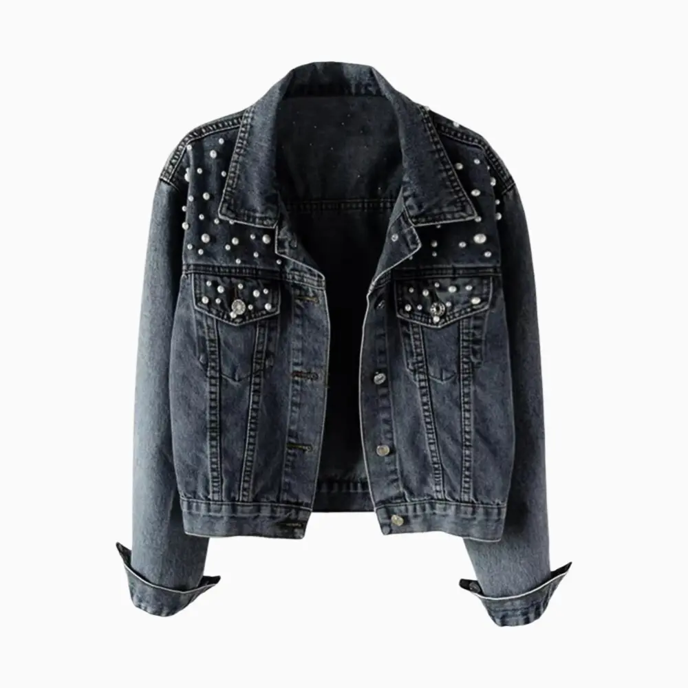 Pearl Denim Jacket for Women Black