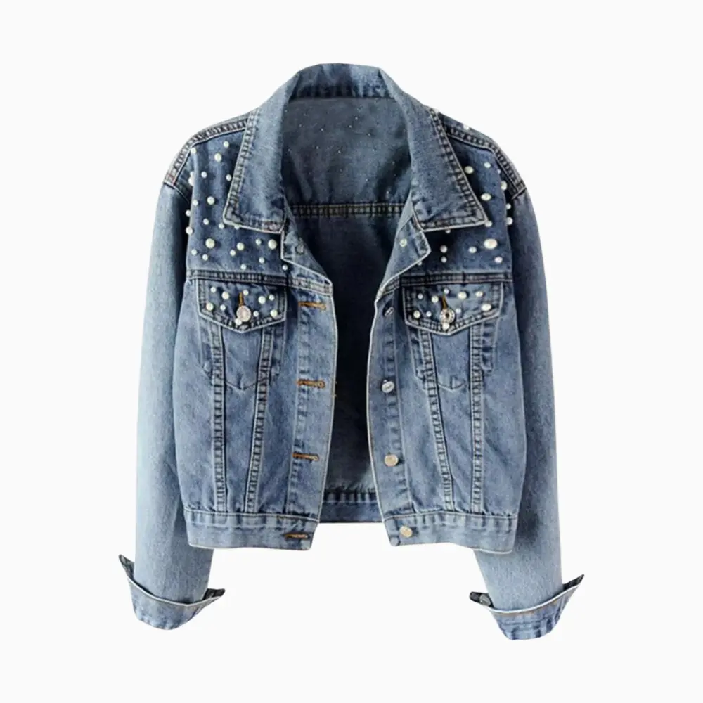 Pearl Denim Jacket for Women Blue