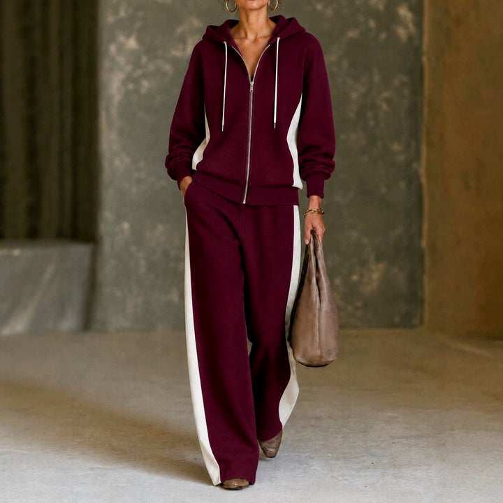 Women's Zip-Up Hooded Wide-Leg Matching Outfit