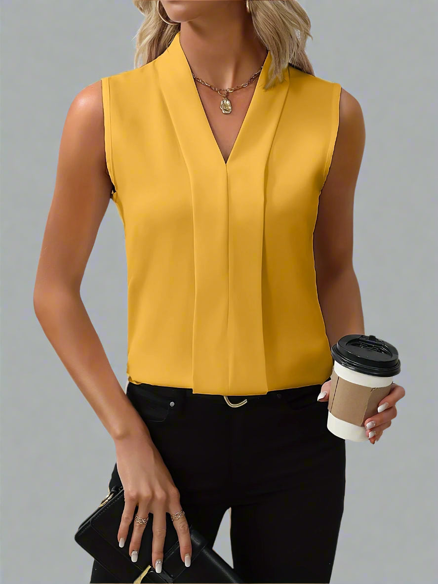 Gianna | Women's Pleated V Neck Summer Blouse