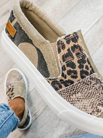 Women's Animal Print Canvas Sneakers-MODAUTLET