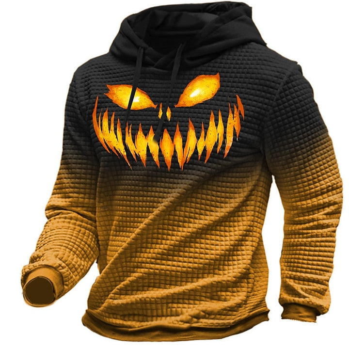 Hættetrøje til mænd med tekstureret Halloween-motiv