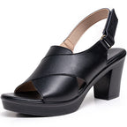 Women's Stylish Genuine Leather Sandals Black