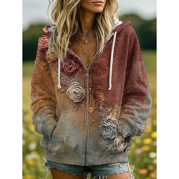 Women's Nature-Print Zip-Up Hoodie