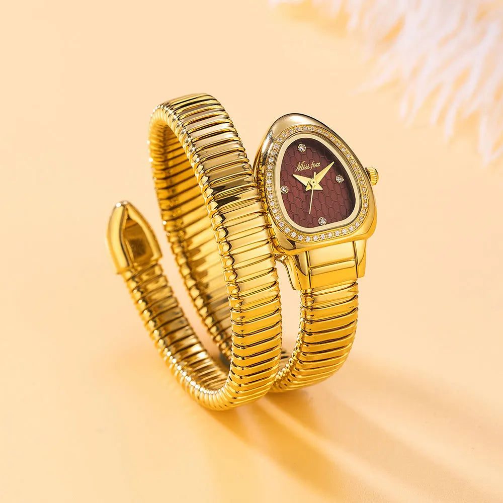 Elegant Serpent Bracelet Watch Gold