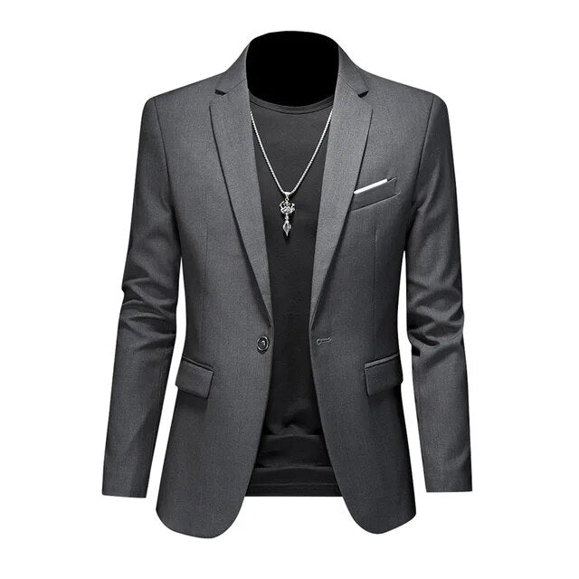 Mens Stylish Single Breasted Blazer Smart Casual For Men Gray