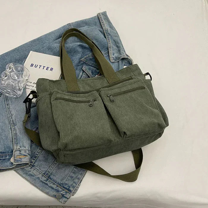 Corduroy Tote Bag Large Carryall For Everyday Style-MODAUTLET