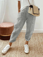 Striped Pants For Everyday Wear Comfortable And Stylish Light grey (Almost sold out)