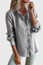 Women's Elegant Ruffles Blouse Gray