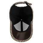 Houndstooth Pattern Leather Cap