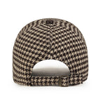 Houndstooth Pattern Leather Cap