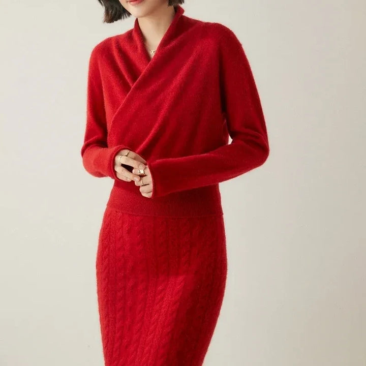 Women's Cashmere V-Neck Wrap Pullover Sweater