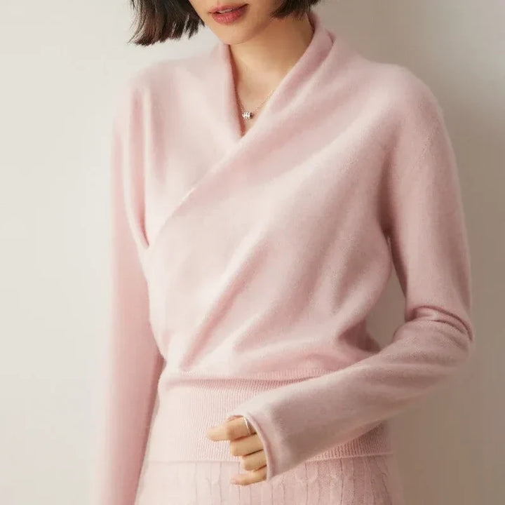 Women's Cashmere V-Neck Wrap Pullover Sweater