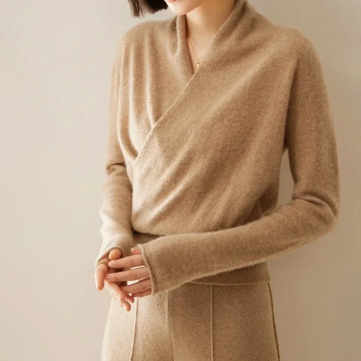 Women's Cashmere V-Neck Wrap Pullover Sweater