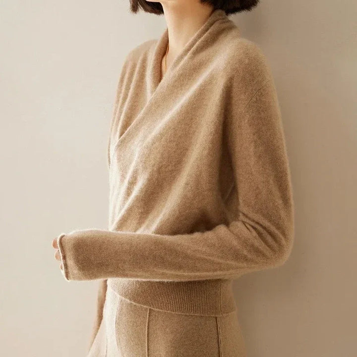 Women's Cashmere V-Neck Wrap Pullover Sweater
