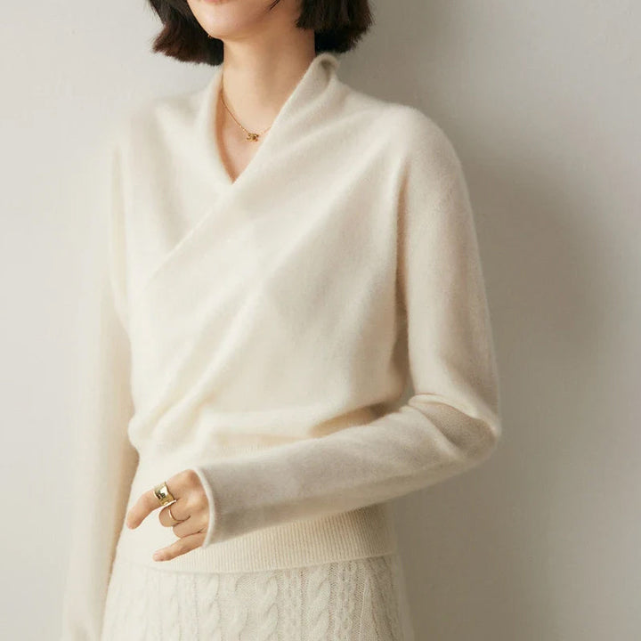 Women's Cashmere V-Neck Wrap Pullover Sweater