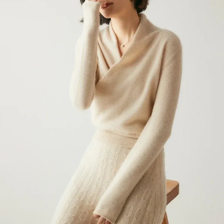 Women's Cashmere V-Neck Wrap Pullover Sweater