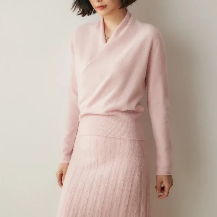 Women's Cashmere V-Neck Wrap Pullover Sweater