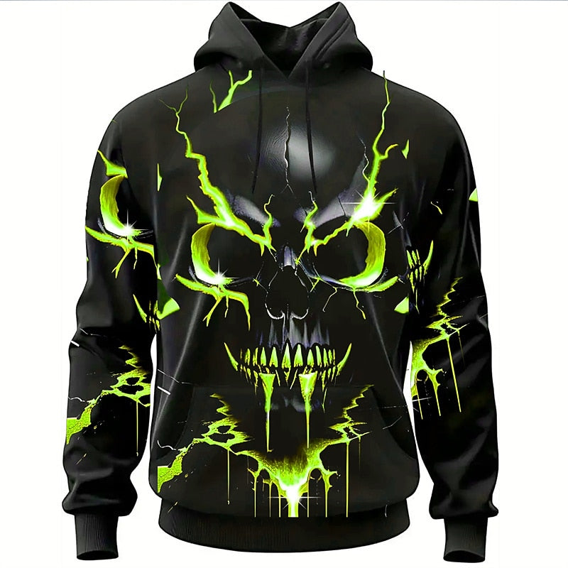 Felpa con cappuccio da uomo con grafica di teschio per Halloween