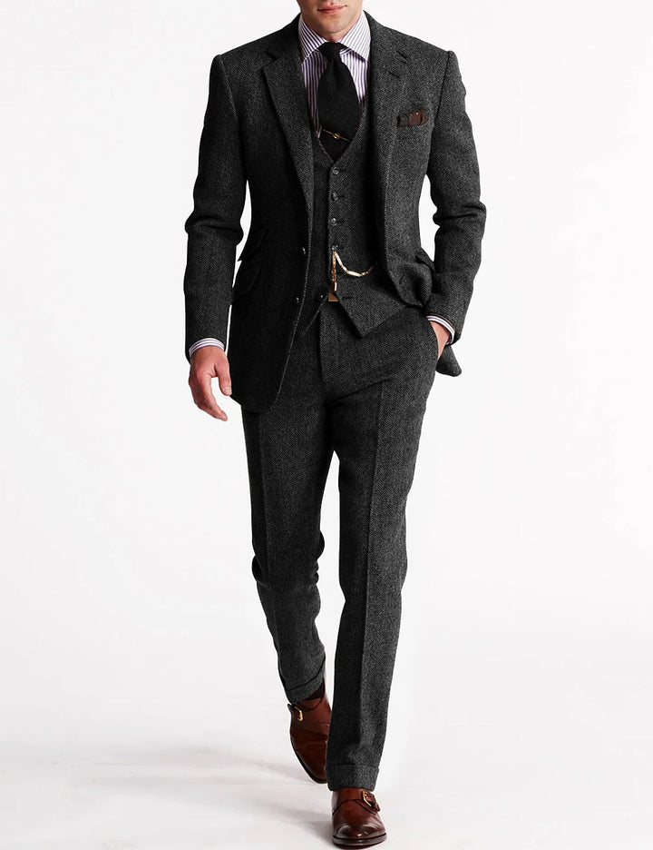 Men's Tweed Tuxedo Suit Set | Elegant Formal Attire