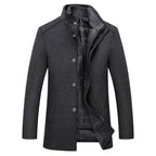 Men's Stylish & Warm Stand Collar Wool Button Coat Grey