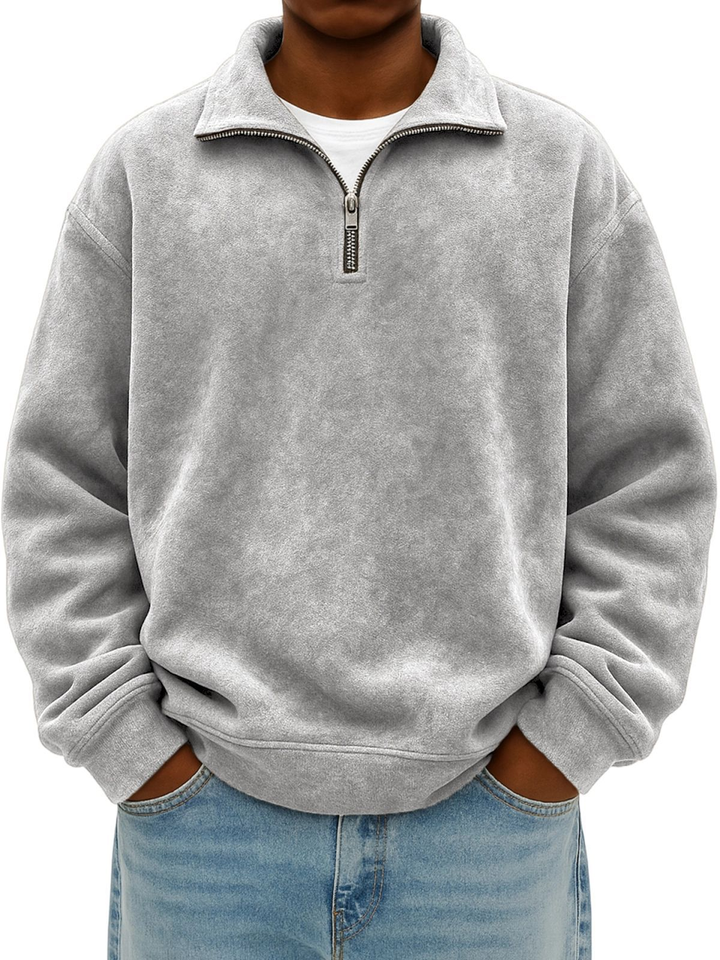 Men's Retro Quarter Zip Shirt-MODAUTLET