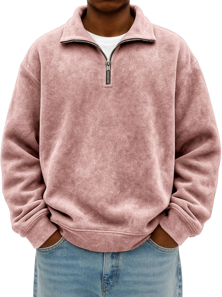 Men's Retro Quarter Zip Shirt-MODAUTLET