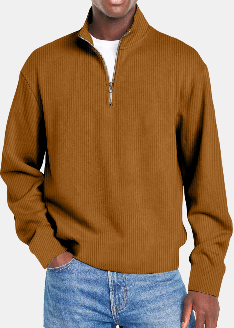 Men's Waffle Half Zip Shirt Brown