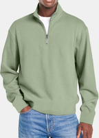 Men's Waffle Half Zip Shirt Green