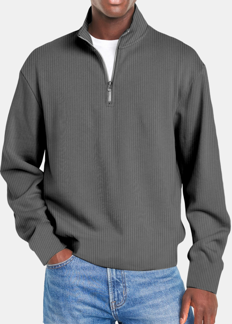 Men's Waffle Half Zip Shirt Gray
